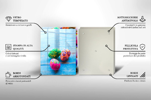 Glass chopping board Easter eggs