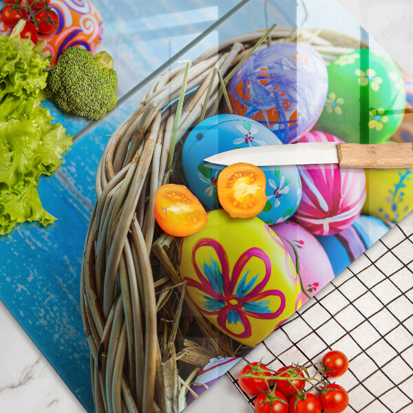 Glass chopping board Easter eggs