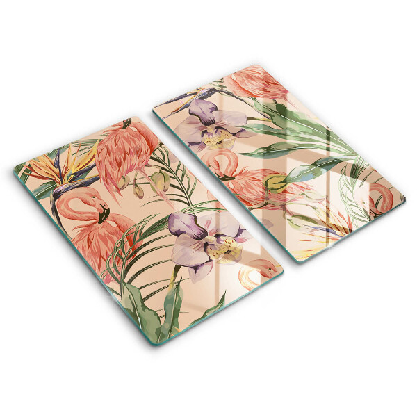 Glass chopping board Flaminga illustration