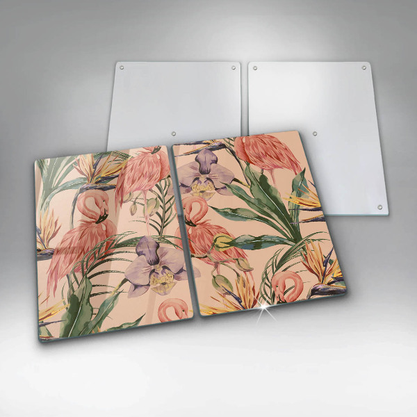Glass chopping board Flaminga illustration