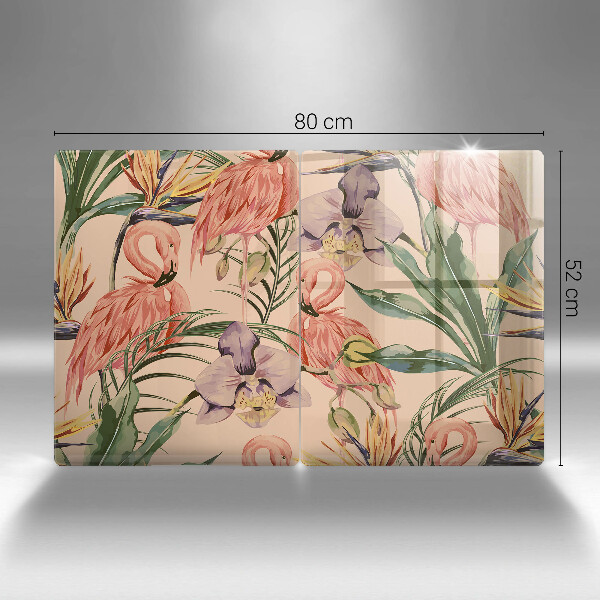Glass chopping board Flaminga illustration