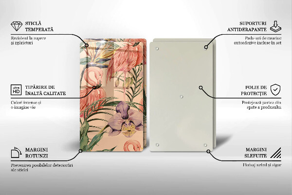 Glass chopping board Flaminga illustration