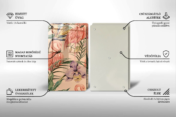 Glass chopping board Flaminga illustration