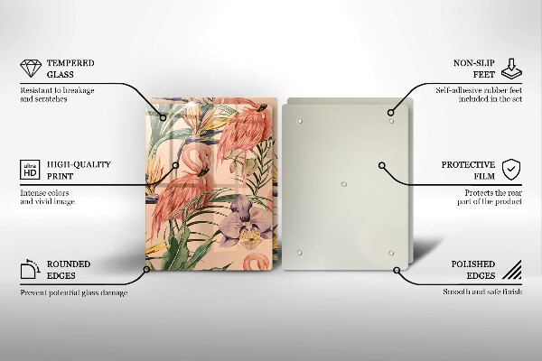 Glass chopping board Flaminga illustration