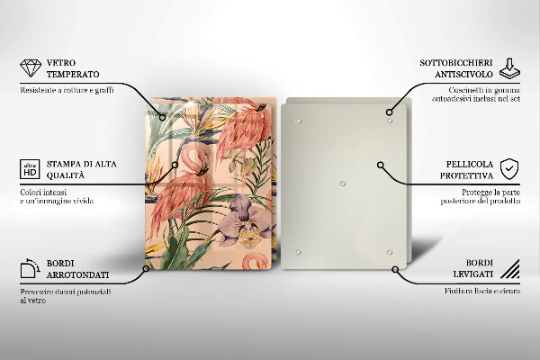 Glass chopping board Flaminga illustration