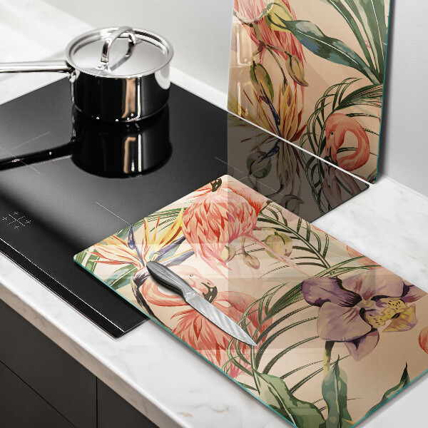 Glass chopping board Flaminga illustration
