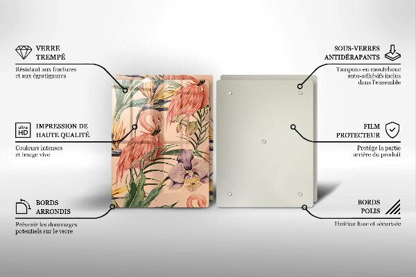 Glass chopping board Flaminga illustration