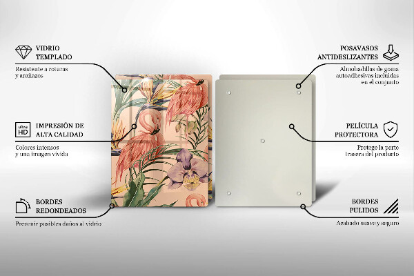 Glass chopping board Flaminga illustration