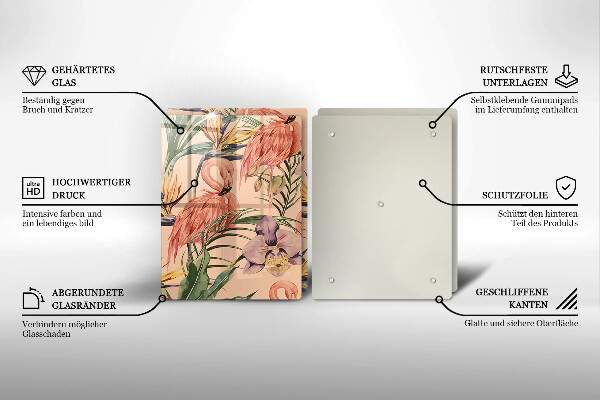 Glass chopping board Flaminga illustration