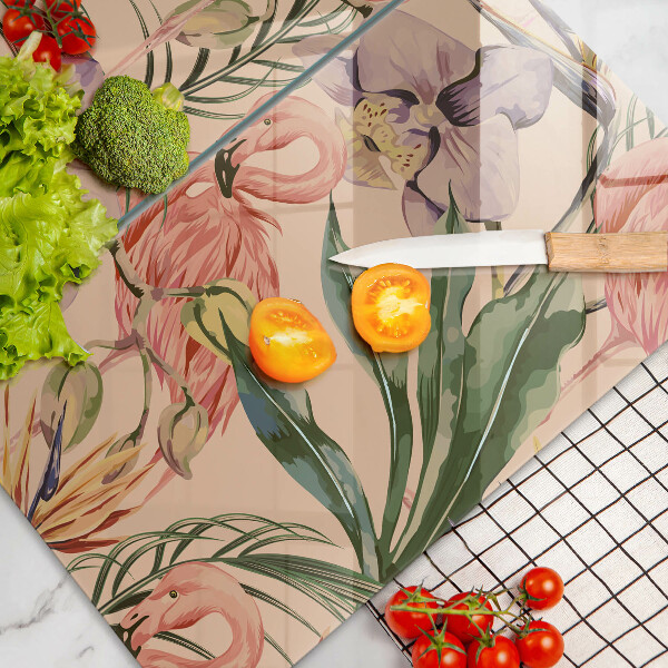 Glass chopping board Flaminga illustration