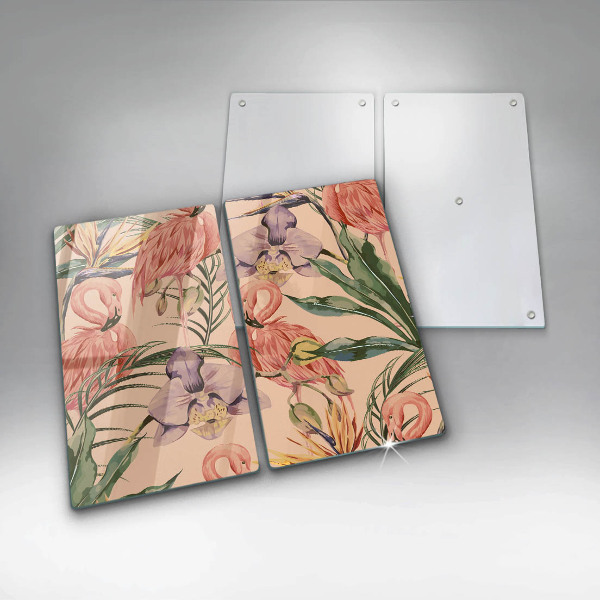 Glass chopping board Flaminga illustration