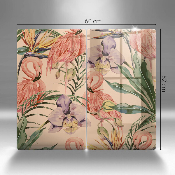 Glass chopping board Flaminga illustration