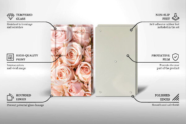 Glass chopping board A delicate bouquet of roses