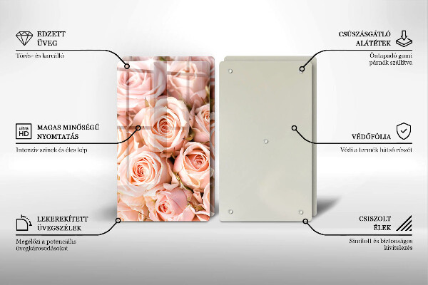 Glass chopping board A delicate bouquet of roses