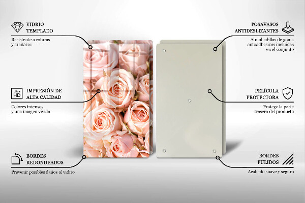 Glass chopping board A delicate bouquet of roses