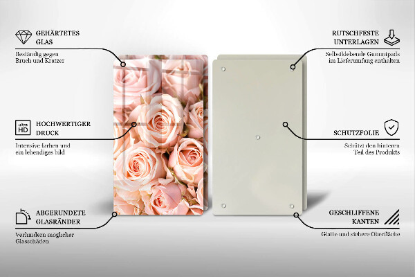 Glass chopping board A delicate bouquet of roses