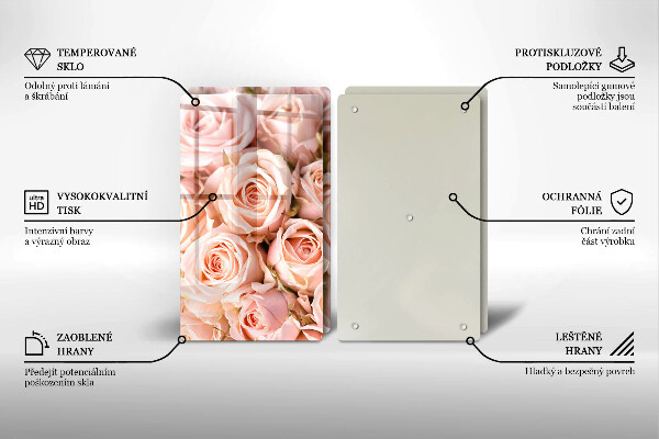 Glass chopping board A delicate bouquet of roses