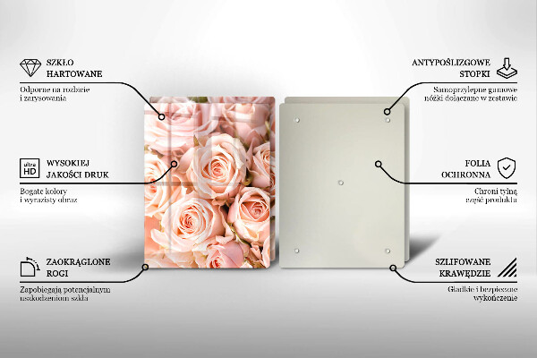 Glass chopping board A delicate bouquet of roses