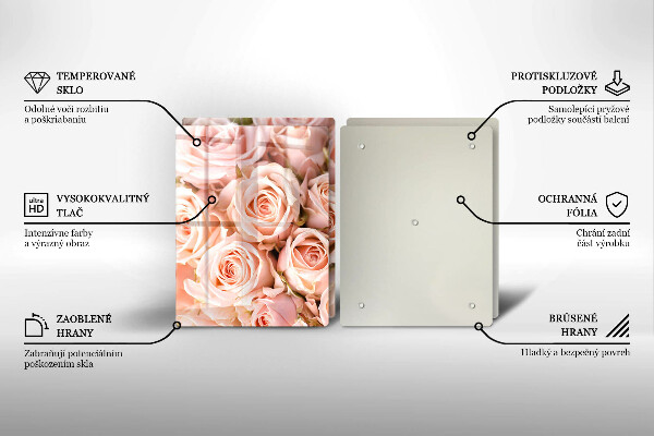 Glass chopping board A delicate bouquet of roses