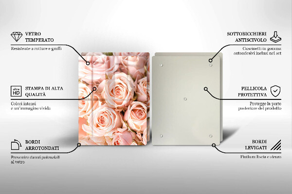 Glass chopping board A delicate bouquet of roses