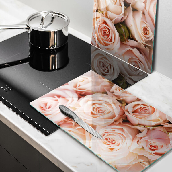 Glass chopping board A delicate bouquet of roses