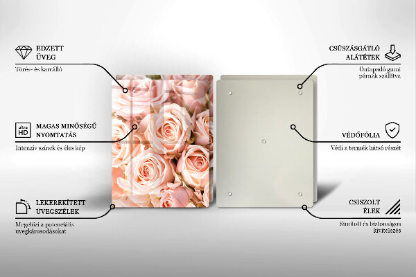 Glass chopping board A delicate bouquet of roses