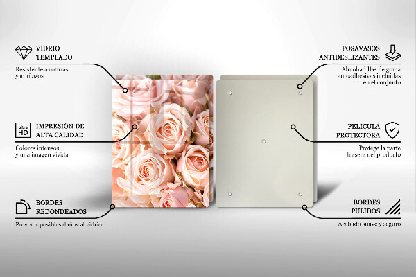 Glass chopping board A delicate bouquet of roses