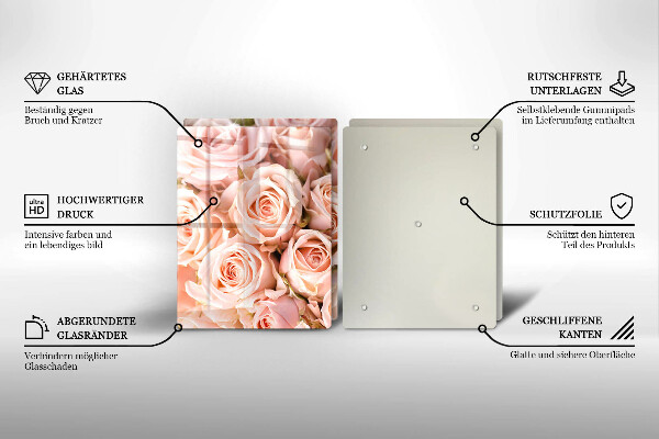 Glass chopping board A delicate bouquet of roses