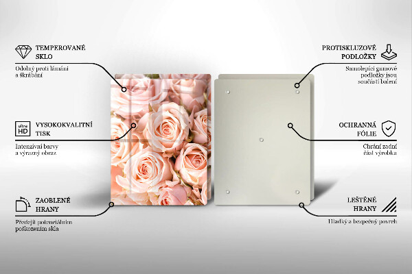 Glass chopping board A delicate bouquet of roses