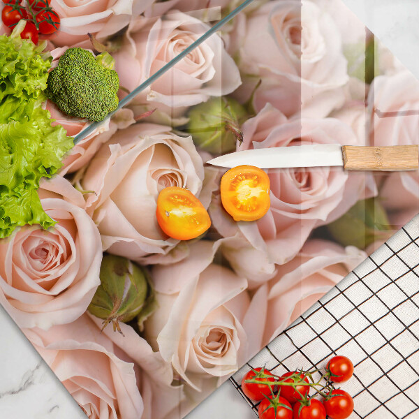 Glass chopping board A delicate bouquet of roses