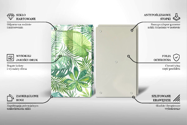 Glass chopping board Boho watercolors leaves