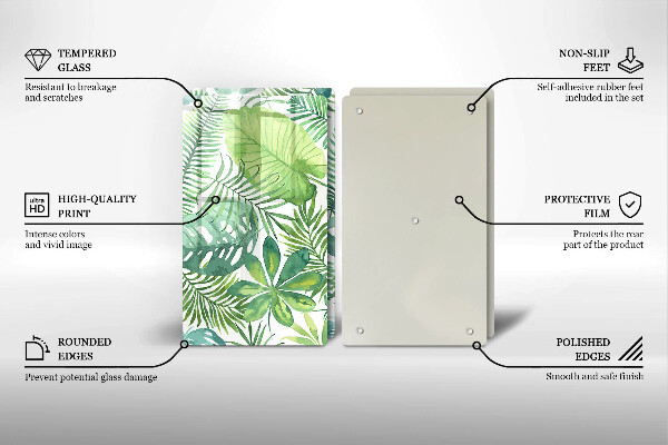 Glass chopping board Boho watercolors leaves