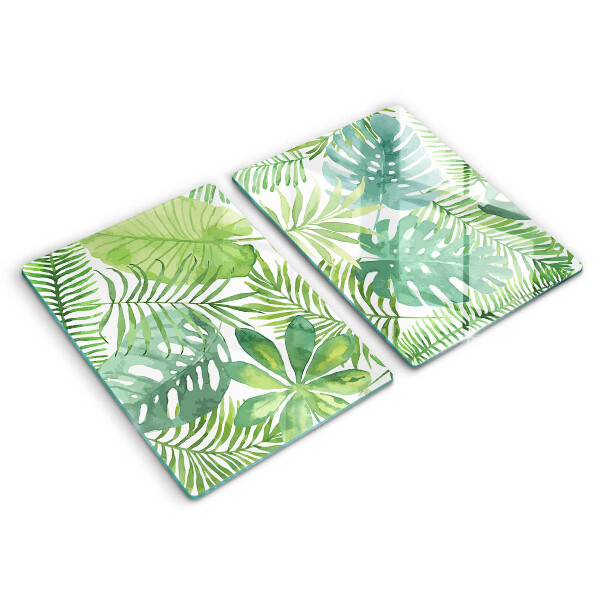 Glass chopping board Boho watercolors leaves