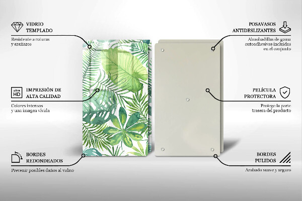 Glass chopping board Boho watercolors leaves