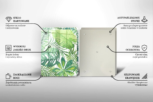 Glass chopping board Boho watercolors leaves