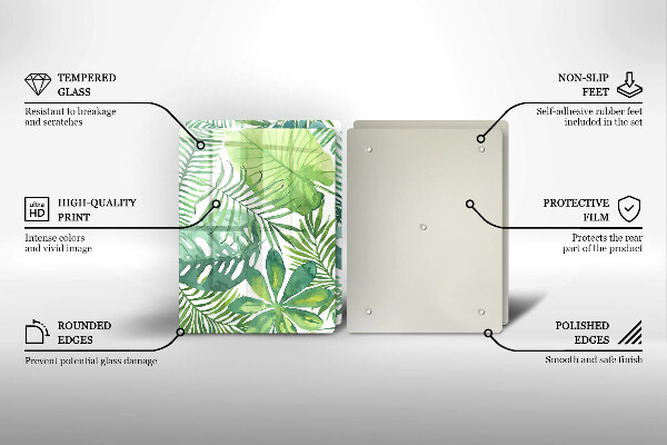 Glass chopping board Boho watercolors leaves