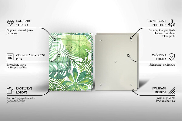 Glass chopping board Boho watercolors leaves