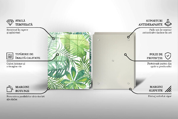 Glass chopping board Boho watercolors leaves