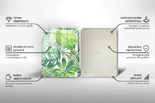 Glass chopping board Boho watercolors leaves