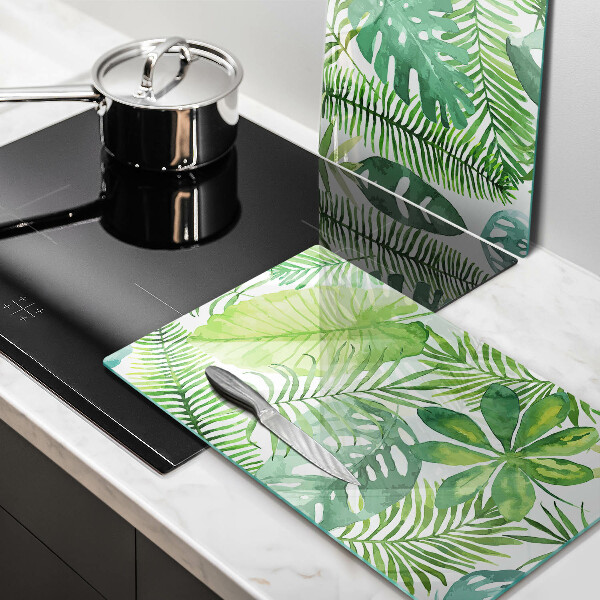 Glass chopping board Boho watercolors leaves