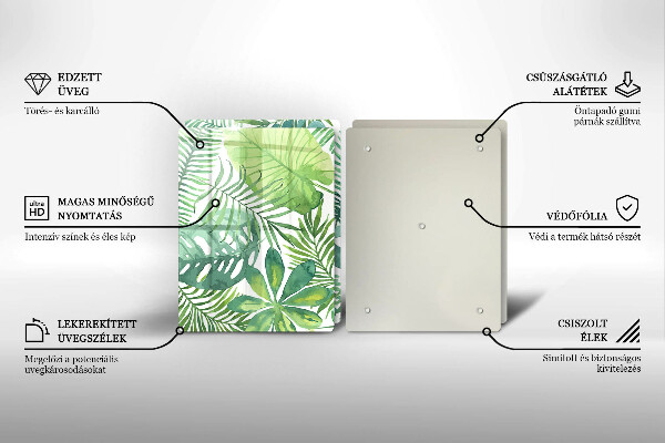 Glass chopping board Boho watercolors leaves