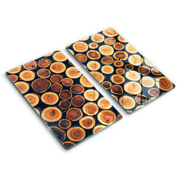 Glass chopping board Wooden stumps of trees