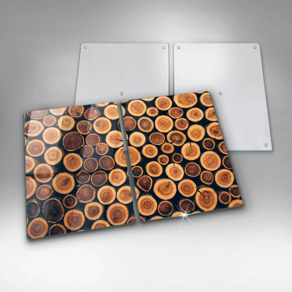Glass chopping board Wooden stumps of trees