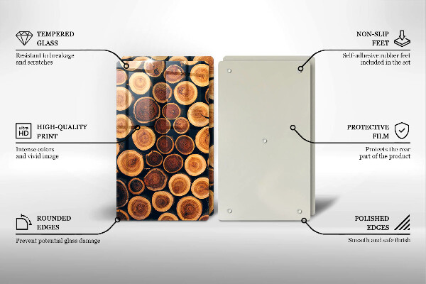 Glass chopping board Wooden stumps of trees