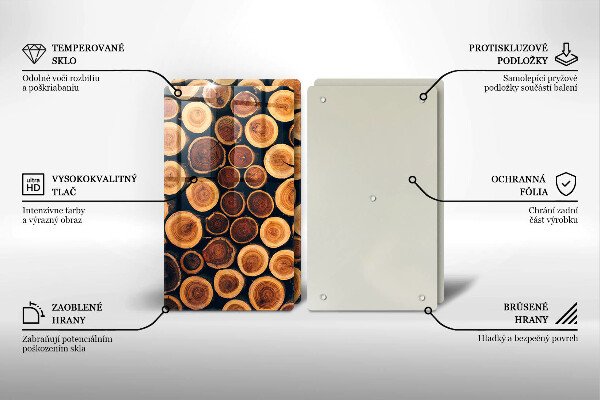 Glass chopping board Wooden stumps of trees