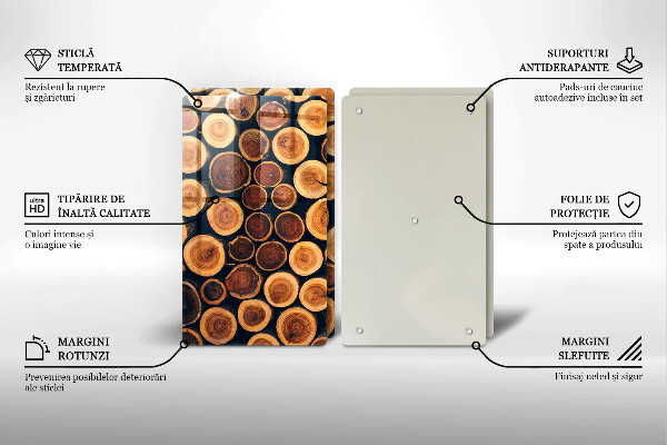 Glass chopping board Wooden stumps of trees