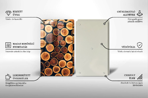 Glass chopping board Wooden stumps of trees