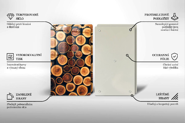 Glass chopping board Wooden stumps of trees