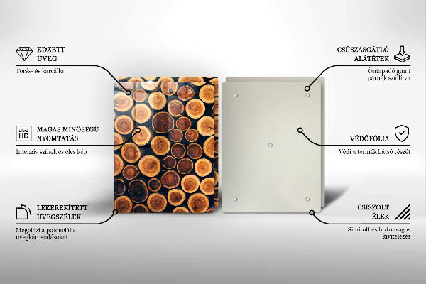 Glass chopping board Wooden stumps of trees