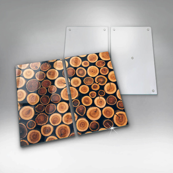 Glass chopping board Wooden stumps of trees